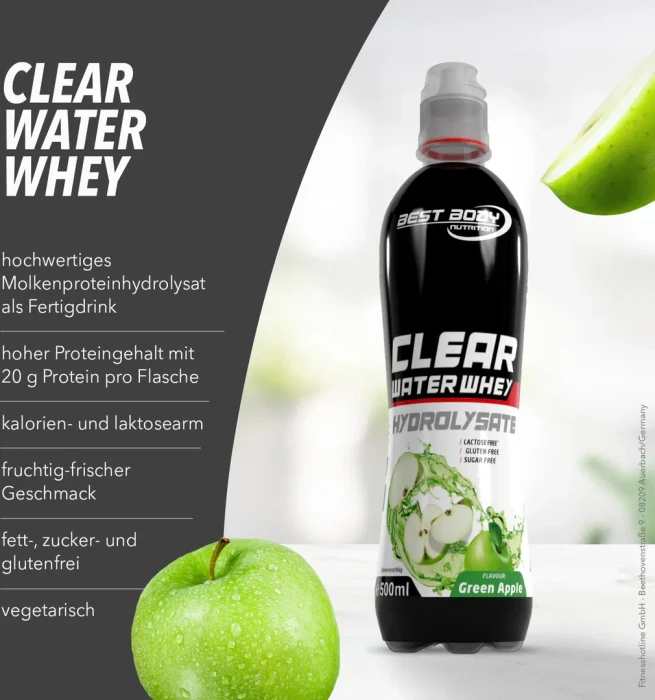 Best Body Nutrition Clear Water Whey Drink Green Apple 6l (12x 500ml)