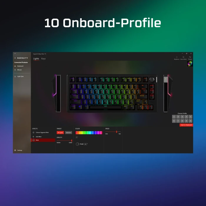 HP HyperX Alloy Rise 75, PBT, LEDs RGB, hot-swap, HyperX Linear, USB, DE