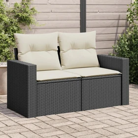 vidaXL Gartensofa mit Kissen 131cm 2-Sitzer schwarz/cremeweiß
