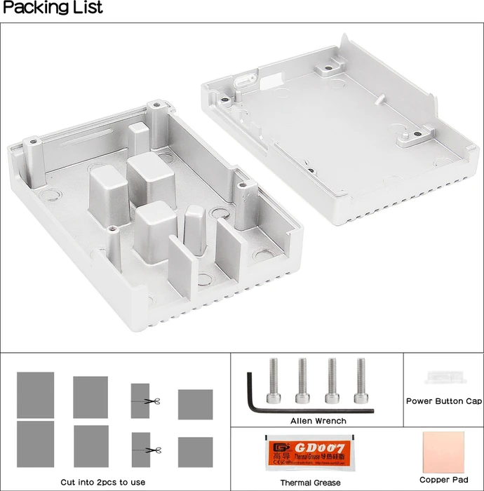 Geekworm Aluminiumgehäuse Heavy-duty für Raspberry Pi 5, silber