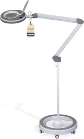 Lumeno LED Lupenleuchte 8213, 3 Dioptrien, 1,75x, mit Rollstativ weiß/grau