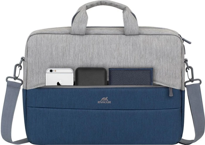 RivaCase Prater anti-theft Laptop Tasche 15.6", Grey/Dark Blue