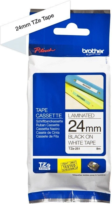 Brother TZe-251 Beschriftungsband, 24mm, schwarz/weiß