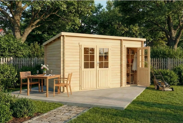 Alpholz Gartenhaus Maria inkl. Anbau 450x279cm natur