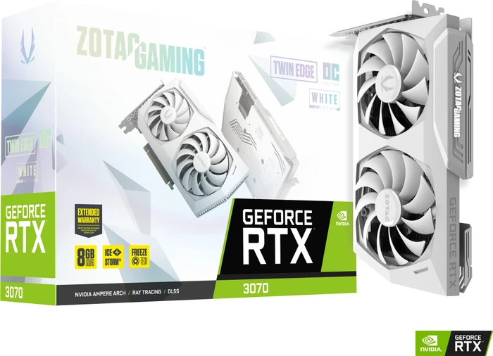 Zotac Gaming GeForce RTX 3070 Twin Edge OC White Edition LHR, 8GB GDDR6, HDMI, 3x DP