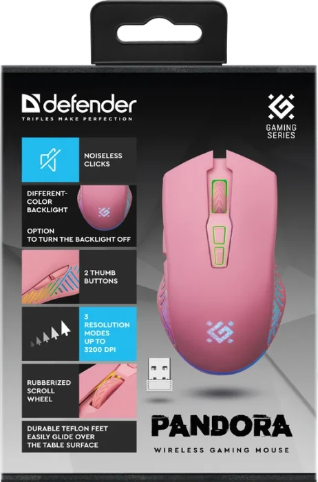 Defender Pandora GM-502 Wireless Gaming Mouse rosa, USB