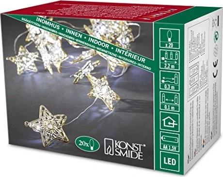 Konstsmide Lichterkette Sterne gold LED 20x warmweiß