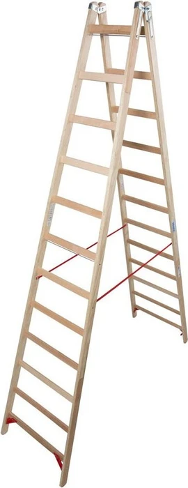Krause Stabilo Professional Holz-Sprosse 2-tlg. Stehleiter, 2x 11 Stufen
