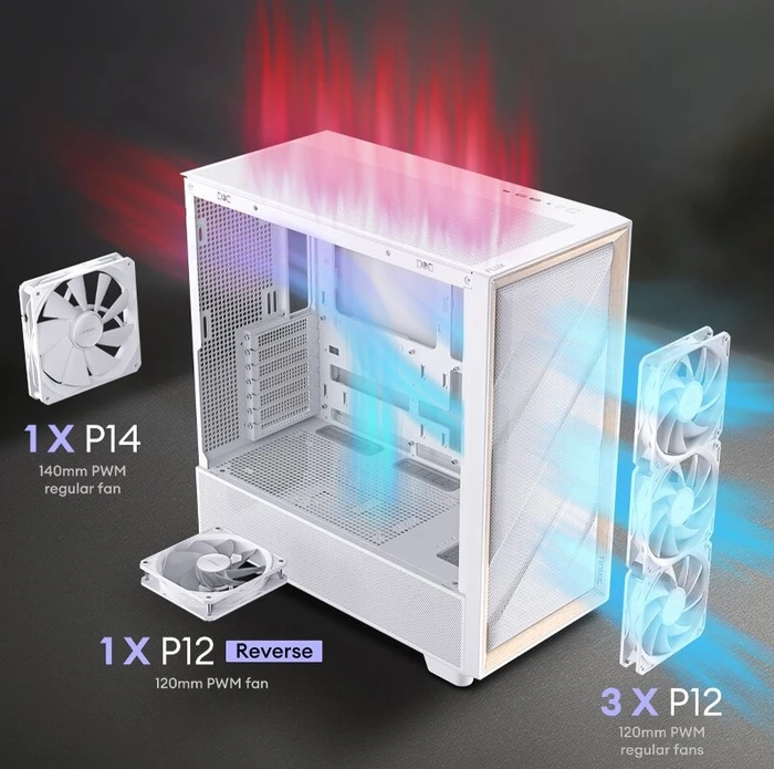 Antec Flux, weiß/braun, Glasfenster