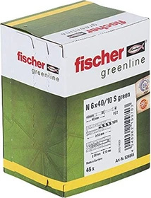 fischer N Green 6x40/10 S Nageldübel Schrauben/Dübel-Sortiment, 45 Stück