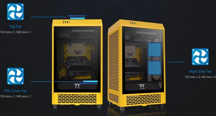 Thermaltake The Tower 200 Bumblebee, gelb, Glasfenster, Mini-ITX