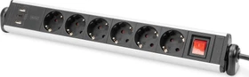 Digitus Office Tisch-Steckdosenleiste, 6-fach, 2x USB-A/1x USB-C, 1.5m