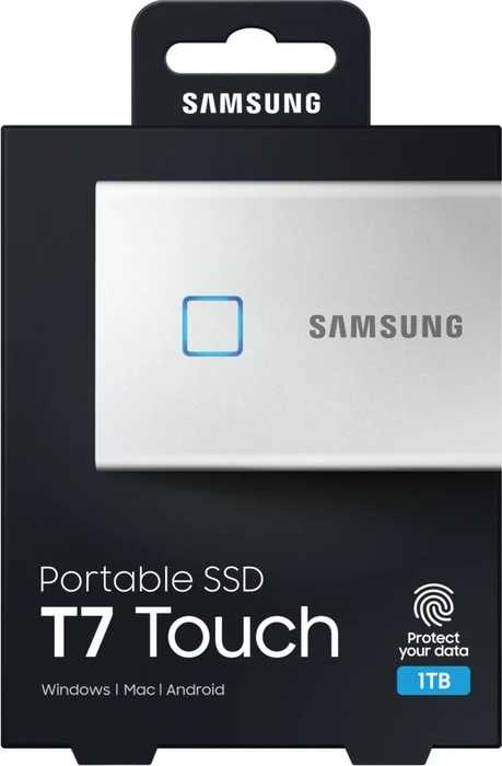 Samsung Portable SSD T7 Touch, Metallic Silver, 1TB, USB-C 3.1