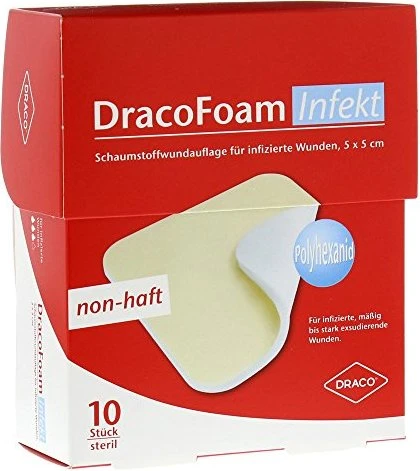 Dr. Ausbüttel DracoFoam Infekt Schaumstoff Wundauflage, 5 x 5cm, 10 Stück