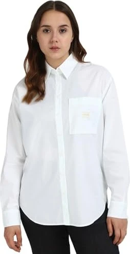 Calvin Klein Baumwoll-Popeline Hemd langarm bright white (Damen)
