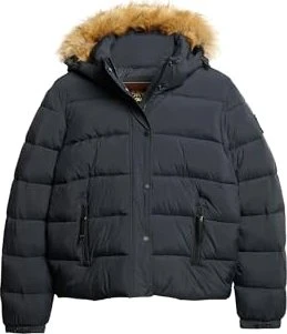 Superdry Faux Fur Short Hooded Puffer Jacke marine (Damen)