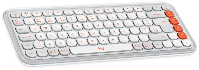 Logitech POP Icon Keys, Off-White & Orange, Logi Bolt, USB/Bluetooth, UK