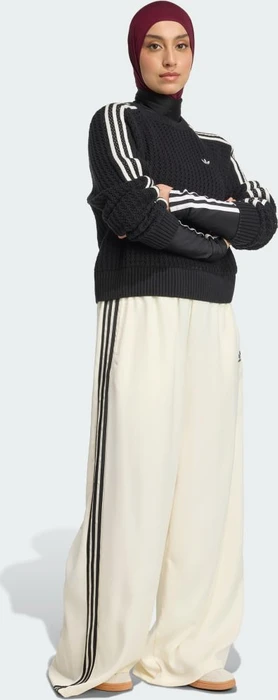adidas Adicolor Satin Wide Leg Trainingshose lang cream white/black (Damen)