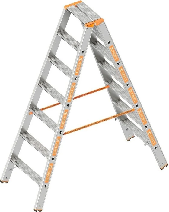 Layher Topic 1043 Alu 2-tlg. Stehleiter, 2x 7 Stufen