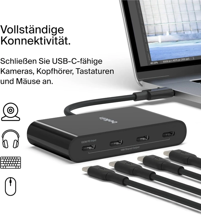 Belkin Connect USB-C-/4-Port-USB-C-Hub, USB-C 3.1 [Stecker]