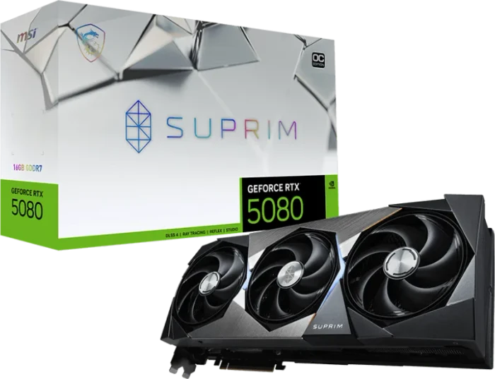 MSI GeForce RTX 5080 16G Suprim OC, G5080-16SPC, 16GB GDDR7, HDMI, 3x DP