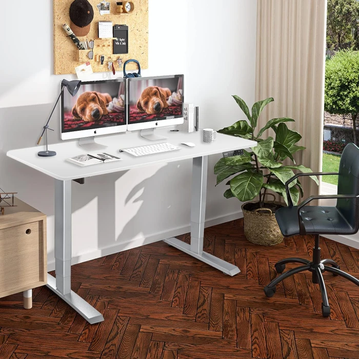 Maidesite S2 Pro Plus elektrisch höhenverstellbarer Sitz-Steh-Schreibtisch 120x60cm weiß/grau
