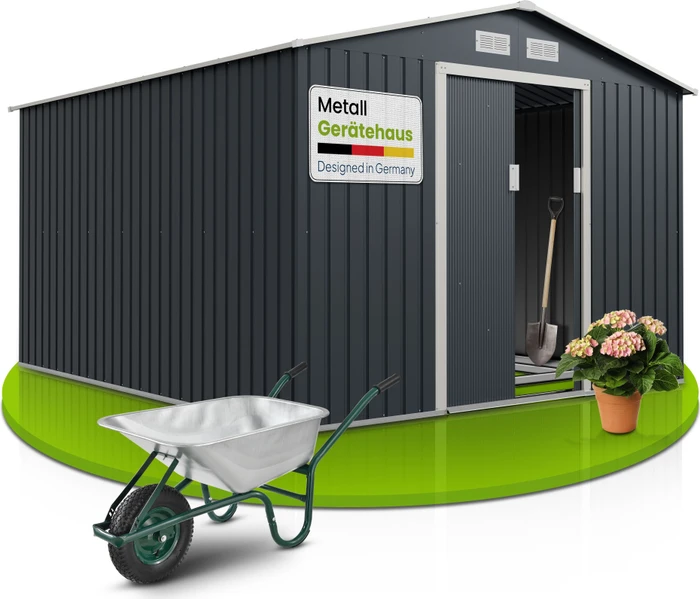 Juskys Metall Gerätehaus 277x319cm anthrazit