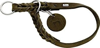 Hunter Solid Education Dressurhalsung für Hunde, Leder, weich, griffig, 50 M, oliv