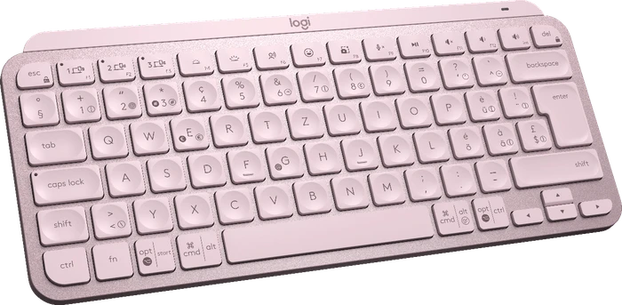 Logitech MX Keys Mini, rosa, LEDs weiß, Logi Bolt, Rose, USB/Bluetooth, CH