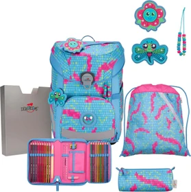 DerDieDas ErgoFlex Easy Happy Pixel Schultaschen-Set, 5-tlg.