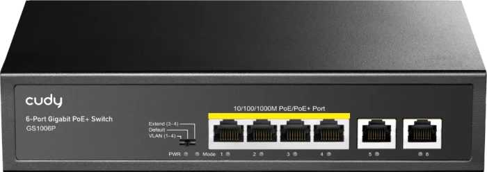 Cudy GS100 Series Desktop Gigabit Switch, 6x RJ-45, 60W PoE+