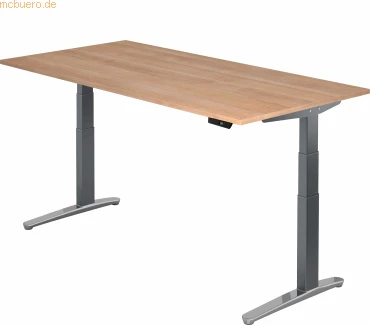 Hammerbacher Ergonomic Aktiv XBHM12 elektrisch höhenverstellbarer Sitz-Steh-Schreibtisch 200x100cm Nussbaum/graphit