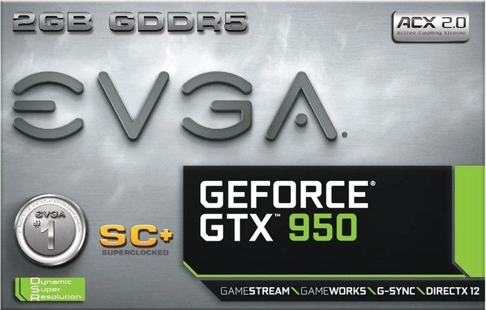 EVGA GeForce GTX 950 SC+, 2GB GDDR5, DVI, HDMI, 3x DP