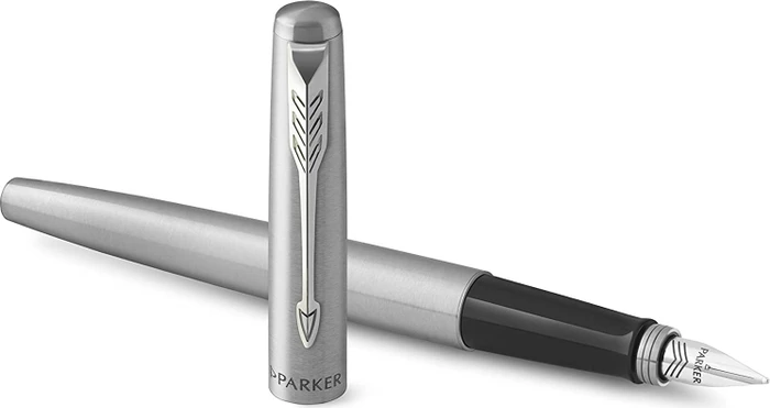 Parker Jotter stainless steel/chrome trim, rechte Hand, mittel, Blister