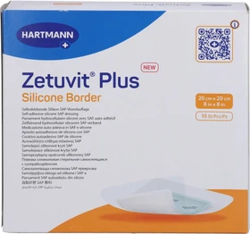 Hartmann Zetuvit Plus Silicone Border Saugkompressen steril, 20 x 20cm, 10 Stück