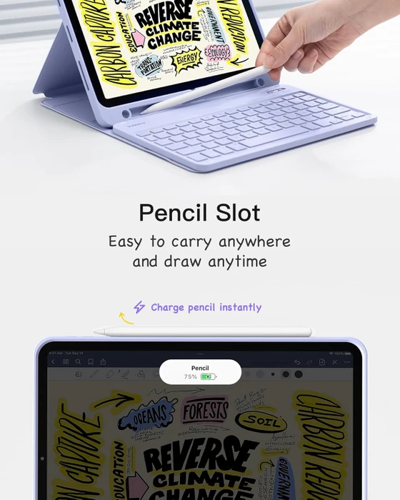 Inateck Tastatur Hülle für iPad Air 6 11"/iPad Air 5/iPad 10/iPad Pro 11", violett, UK