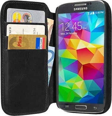 Pedea Book Cover Echtleder für Samsung Galaxy S5 schwarz