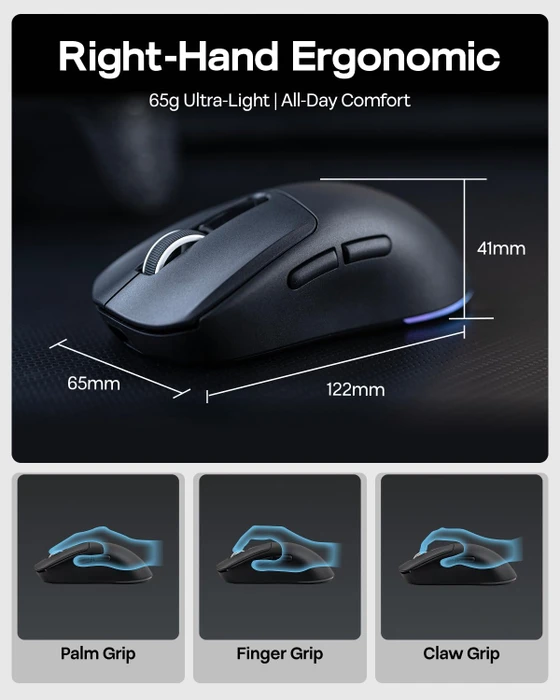Epomaker Nex Lite Wireless Gaming Mouse mit Ladestation, schwarz, USB/Bluetooth