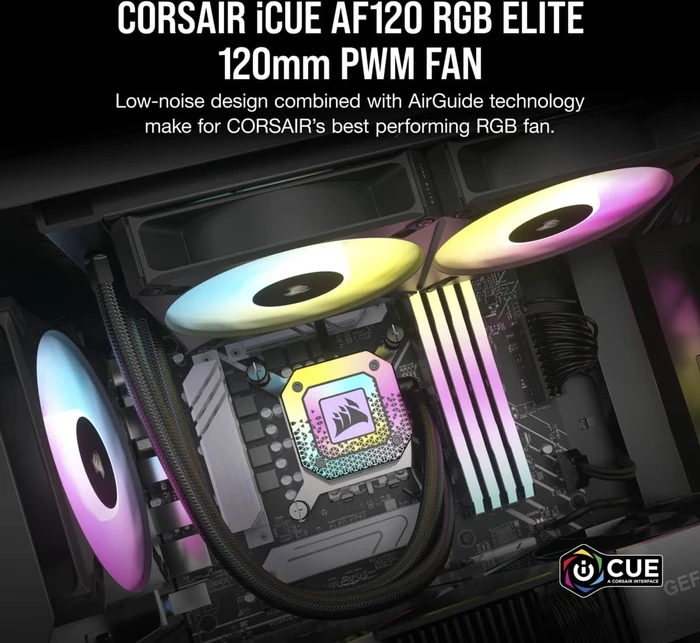 Corsair AF Series iCUE AF120 RGB Elite Triple Fan Kit, schwarz, LED-Steuerung, 120mm, 3er-Pack