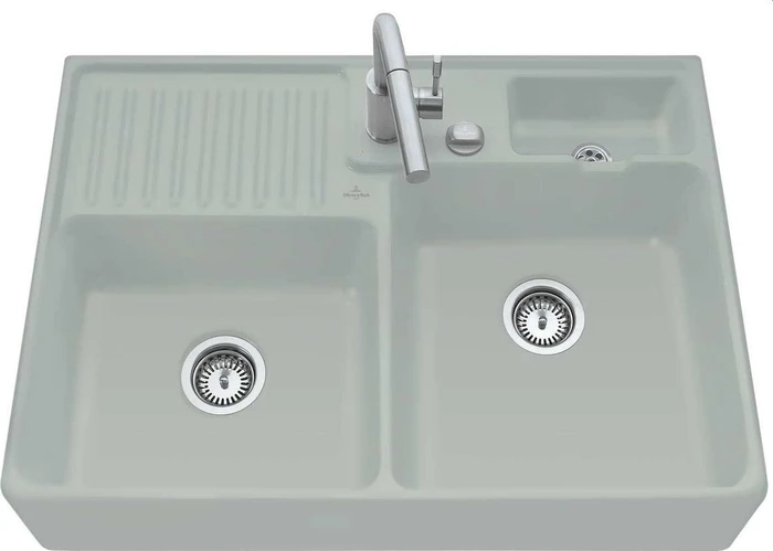 Villeroy & Boch Spülstein Becken rechts mit Ablauffernbedienung fossil