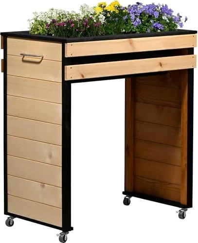 Dobar 58335FSCe Wheely Hochbeet 77x47cm natur