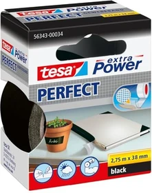 tesa extra Power Perfect schwarz, Gewebeband, 38mm/2.75m, 1 Stück