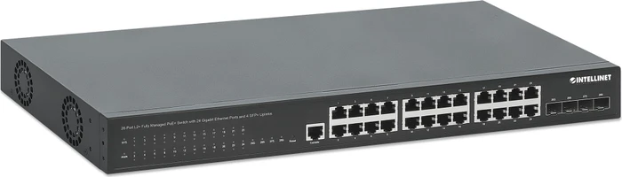 Intellinet Rackmount Gigabit Managed Switch, 24x RJ-45, 4x SFP+, 370W PoE+