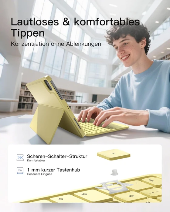 Inateck ACE Touch Ultraleicht Tastatur für iPad 10/iPad 11 A16, iPad Air 11" M2/M3, iPad Pro 11", gelb, DE