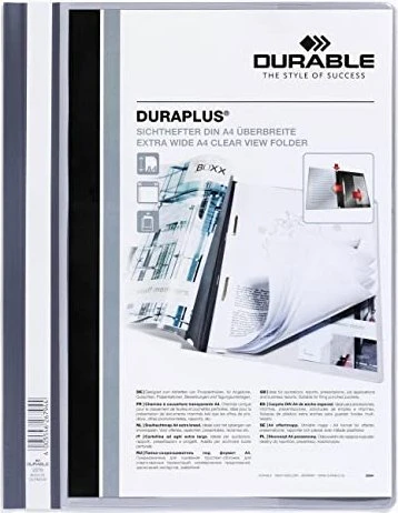 Durable Duraplus Schnellhefter, A4, grau/transparent, 25er-Pack