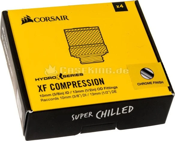Corsair Hydro X Series XF Softline, Compression Fitting G1/4" auf 13/10mm, chrome, 4er-Pack