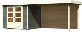 Karibu Askola 3 Gartenhaus inkl. Anbau 2.8m + Rückwand terragrau