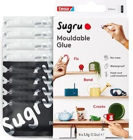 tesa Sugru Klebeknete schwarz/weiß, 8 Stück