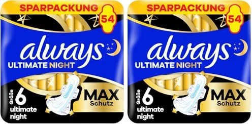 Always Ultimate Night Max Protection Größe 6, 54 Stück (3x 18 Stück)