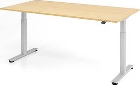 Hammerbacher Ergonomic Aktiv XMST2E/3/S elektrisch höhenverstellbarer Sitz-Steh-Schreibtisch 200x100cm Ahorn/silber